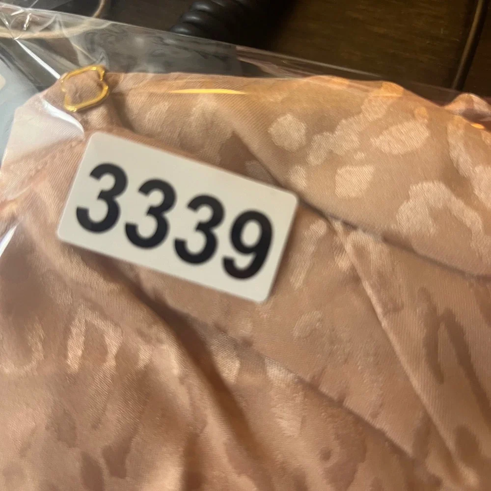 Victorias Secret Leopard Satin Slip Dress Pink‎ Champagne Rose Cross Back Large